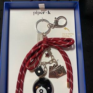 Piper K  8-ball Keychain with 8-Ball, Card & Dice Charms
